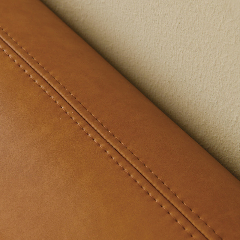 Contemporary Faux Leather Sofa for Living Room with Recessed Arm