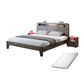 Wood Standard Bed in Gray Panel Bed with Rectangular Headboard