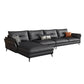 Mid Century Faux Leather Sectional Flared Arm Sectional Set in Black 4-Seater Sofa with Chaise Lounge Clearhalo 'furn' 'furn_sectionals' 'Furniture' 'Living Room Furniture' 'Sectionals' 7590874