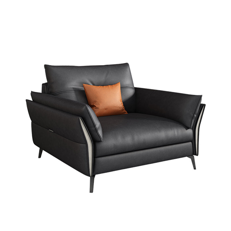 Mid Century Faux Leather Sectional Flared Arm Sectional Set in Black 1-Seater Sofa Clearhalo 'furn' 'furn_sectionals' 'Furniture' 'Living Room Furniture' 'Sectionals' 7590881