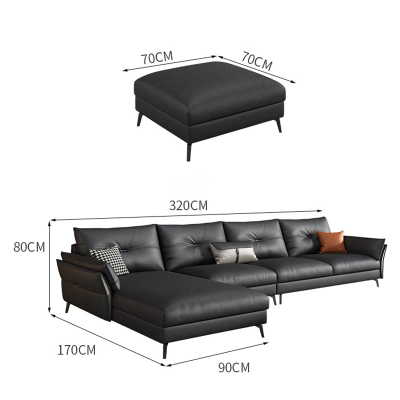 Mid Century Faux Leather Sectional Flared Arm Sectional Set in Black Clearhalo 'furn' 'furn_sectionals' 'Furniture' 'Living Room Furniture' 'Sectionals' 7590885