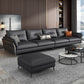 Mid Century Faux Leather Sectional Flared Arm Sectional Set in Black Clearhalo 'furn' 'furn_sectionals' 'Furniture' 'Living Room Furniture' 'Sectionals' 7590887