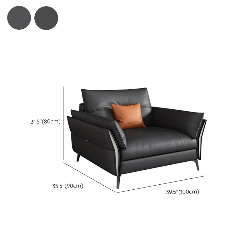 Mid Century Faux Leather Sectional Flared Arm Sectional Set in Black Clearhalo 'furn' 'furn_sectionals' 'Furniture' 'Living Room Furniture' 'Sectionals' 7590888