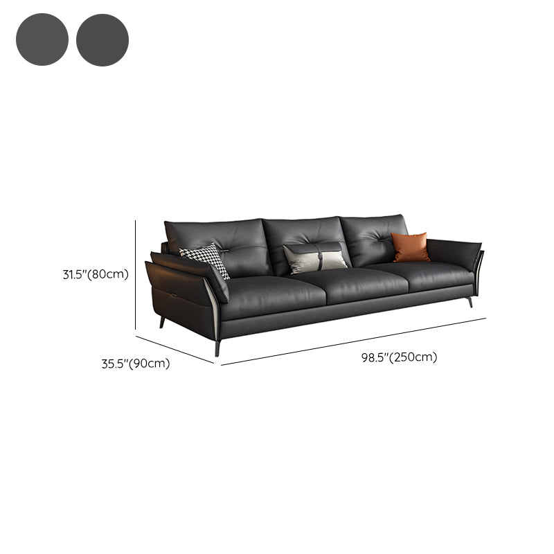Mid Century Faux Leather Sectional Flared Arm Sectional Set in Black Clearhalo 'furn' 'furn_sectionals' 'Furniture' 'Living Room Furniture' 'Sectionals' 7590889