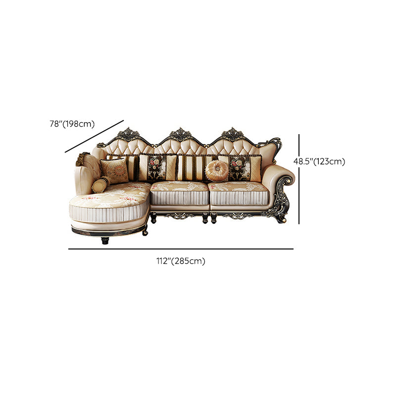 Traditional Slipcovered Cushions Sectionals & Chaise Tufted Rolled Arm Sectional Sofa