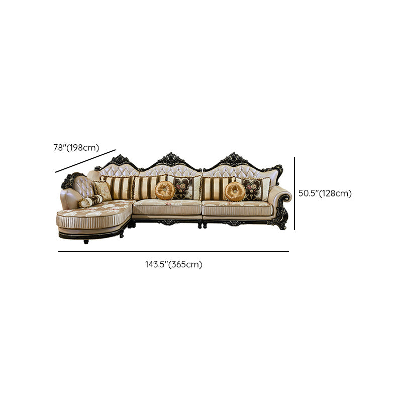 Traditional Slipcovered Cushions Sectionals & Chaise Tufted Rolled Arm Sectional Sofa