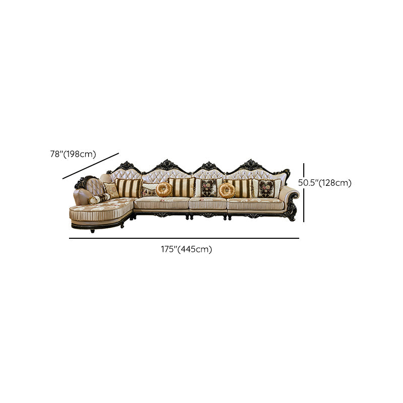 Traditional Slipcovered Cushions Sectionals & Chaise Tufted Rolled Arm Sectional Sofa