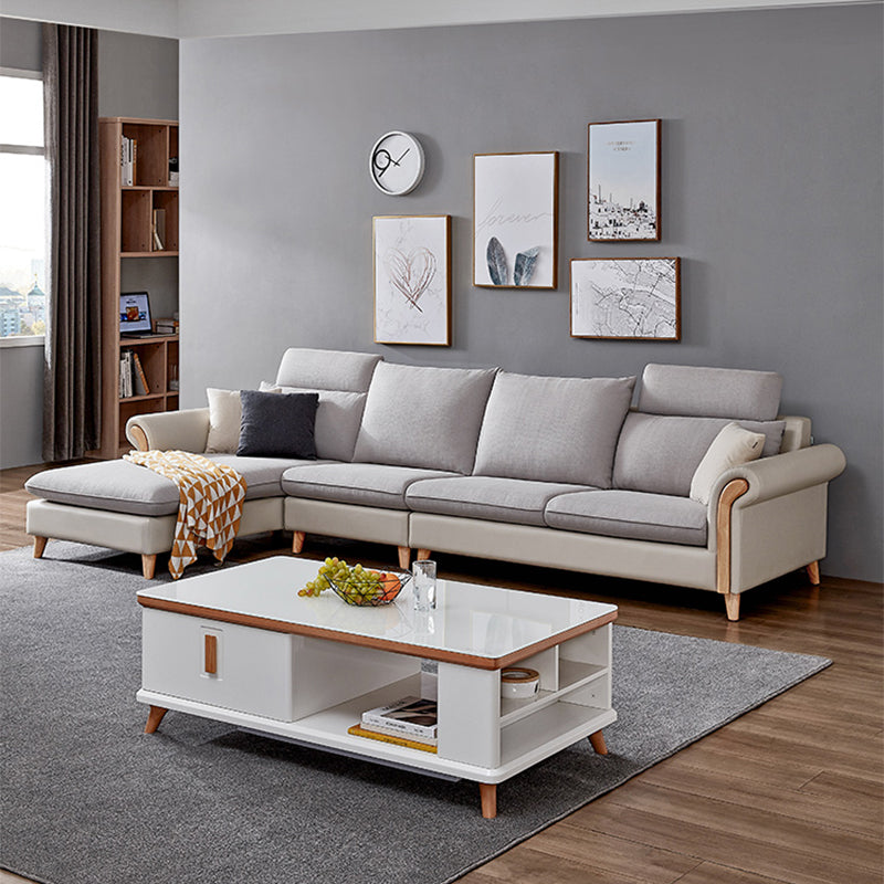 Sezionali di tessuto posteriore a cuscinetto svasato con un divano scandinavo con chaise