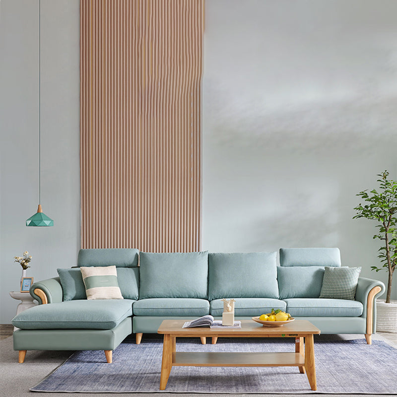 Sezionali di tessuto posteriore a cuscinetto svasato con un divano scandinavo con chaise