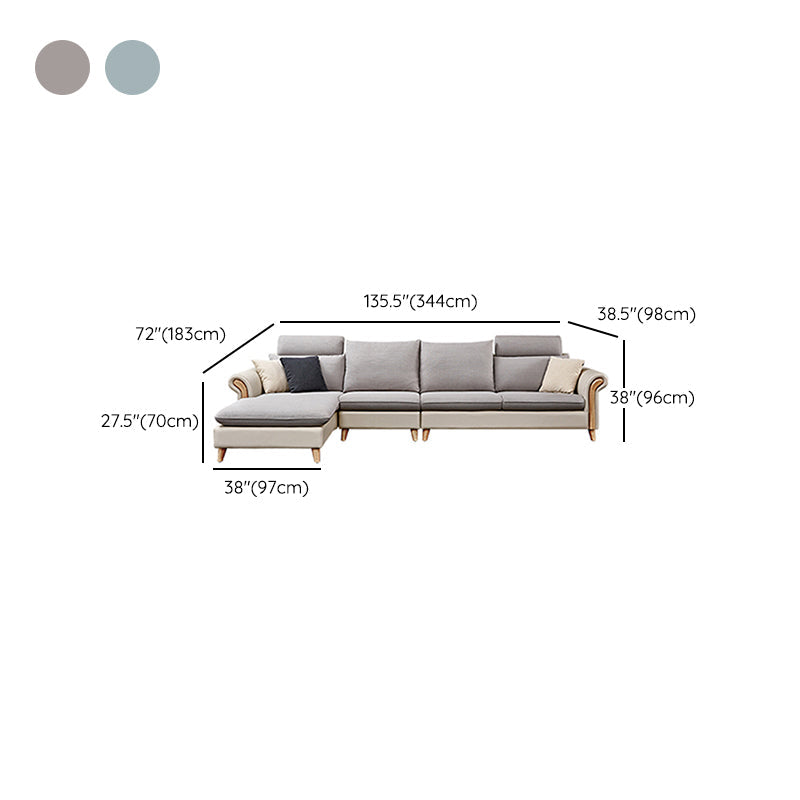 Sezionali di tessuto posteriore a cuscinetto svasato con un divano scandinavo con chaise