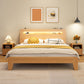 Panel Standard Bed in Natural Solid Wood Bed with Rectangular Headboard
