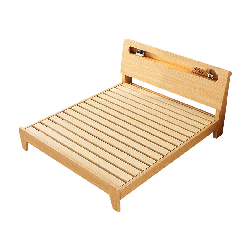 Lit standard de panneau dans un lit en bois massif naturel avec tête de lit rectangulaire