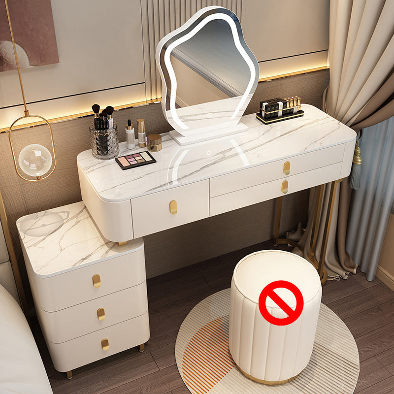 Modern Dressing Table with 6 Drawers and Stone Top in Solid Wood Frame