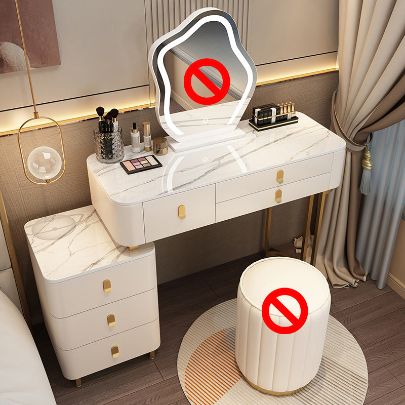 Modern Dressing Table with 6 Drawers and Stone Top in Solid Wood Frame