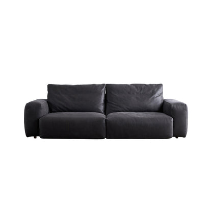 Mitte des Jahrhunderts modernes Sofa Leder -Quadratarmsofa in tiefem Grau