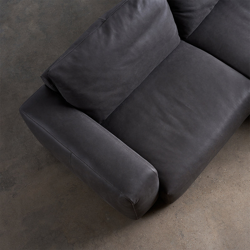 Mitte des Jahrhunderts modernes Sofa Leder -Quadratarmsofa in tiefem Grau