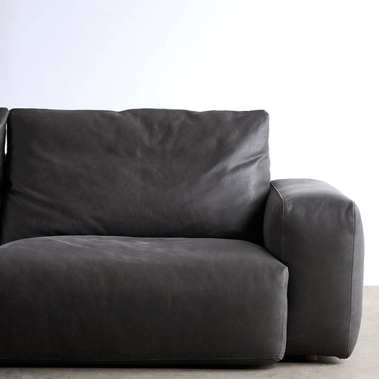 Mitte des Jahrhunderts modernes Sofa Leder -Quadratarmsofa in tiefem Grau
