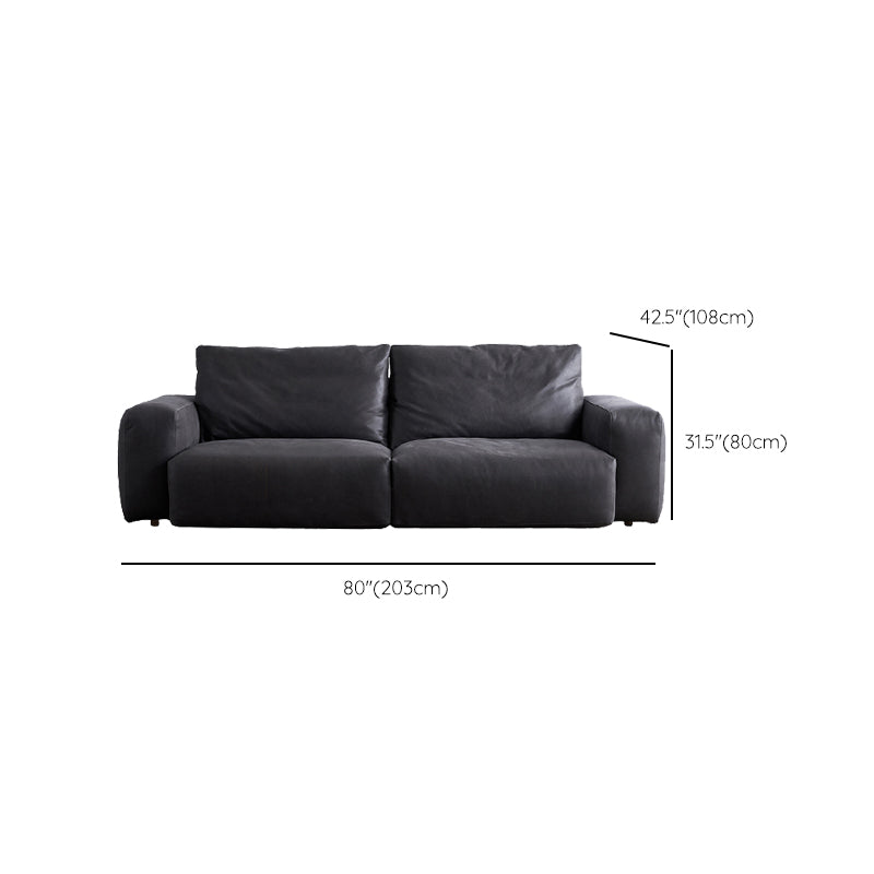 Mitte des Jahrhunderts modernes Sofa Leder -Quadratarmsofa in tiefem Grau