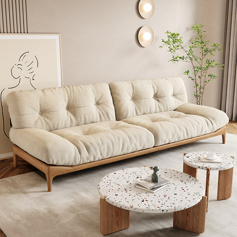 Scandinavian Settee Living Room White Tufted Armless Standard Seating Clearhalo 'furn' 'furn_sofas' 'Furniture' 'Living Room Furniture' 'Sofa' 'sofas' 7591523