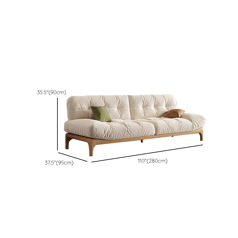 Scandinavian Settee Living Room White Tufted Armless Standard Seating