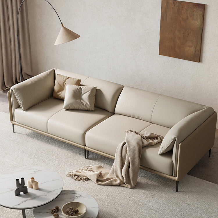 Scandinavian Settee White Living Room Pillow Top Arm Cushions Standard Sofa