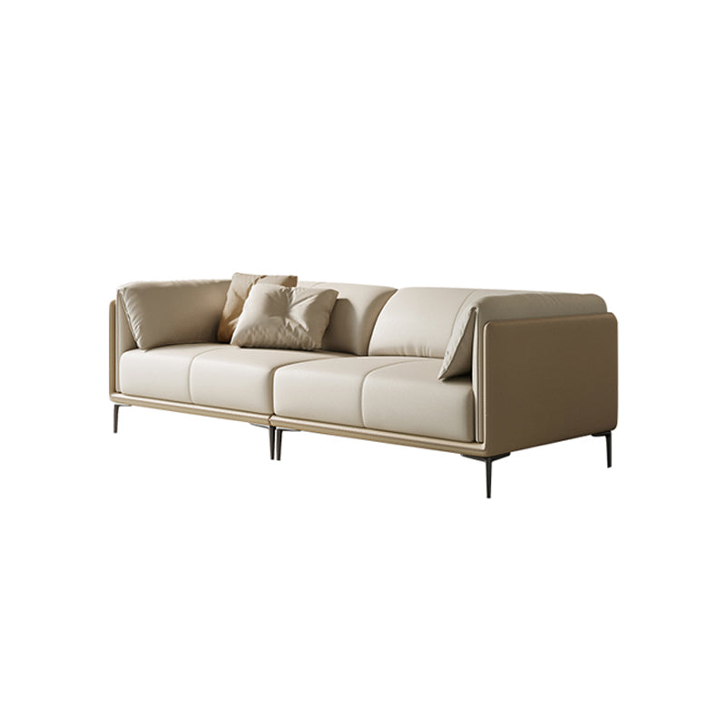 Scandinavian Settee White Living Room Pillow Top Arm Cushions Standard Sofa