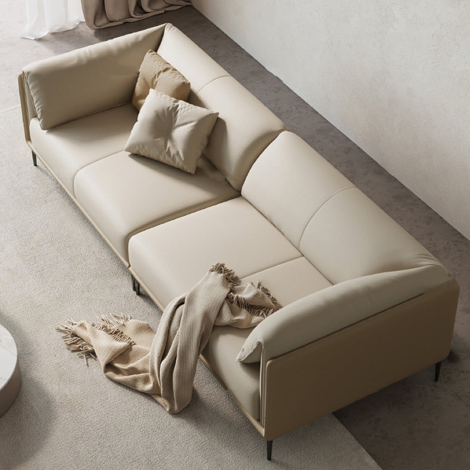 Scandinavian Settee White Living Room Pillow Top Arm Cushions Standard Sofa