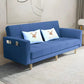 Scandinavian Seating Living Room Square Arm Biscuit Back Standard Settee Dark Blue Cotton and Linen Clearhalo 'furn' 'furn_sofas' 'Furniture' 'Living Room Furniture' 'Sofa' 'sofas' 7591558