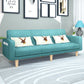 Scandinavian Seating Living Room Square Arm Biscuit Back Standard Settee Sky Blue Cotton and Linen Clearhalo 'furn' 'furn_sofas' 'Furniture' 'Living Room Furniture' 'Sofa' 'sofas' 7591561