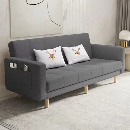 Scandinavian Seating Living Room Square Arm Biscuit Back Standard Settee Dark Gray Cotton and Linen Clearhalo 'furn' 'furn_sofas' 'Furniture' 'Living Room Furniture' 'Sofa' 'sofas' 7591569