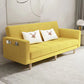 Scandinavian Seating Living Room Square Arm Biscuit Back Standard Settee Lemon Yellow Cotton and Linen Clearhalo 'furn' 'furn_sofas' 'Furniture' 'Living Room Furniture' 'Sofa' 'sofas' 7591571