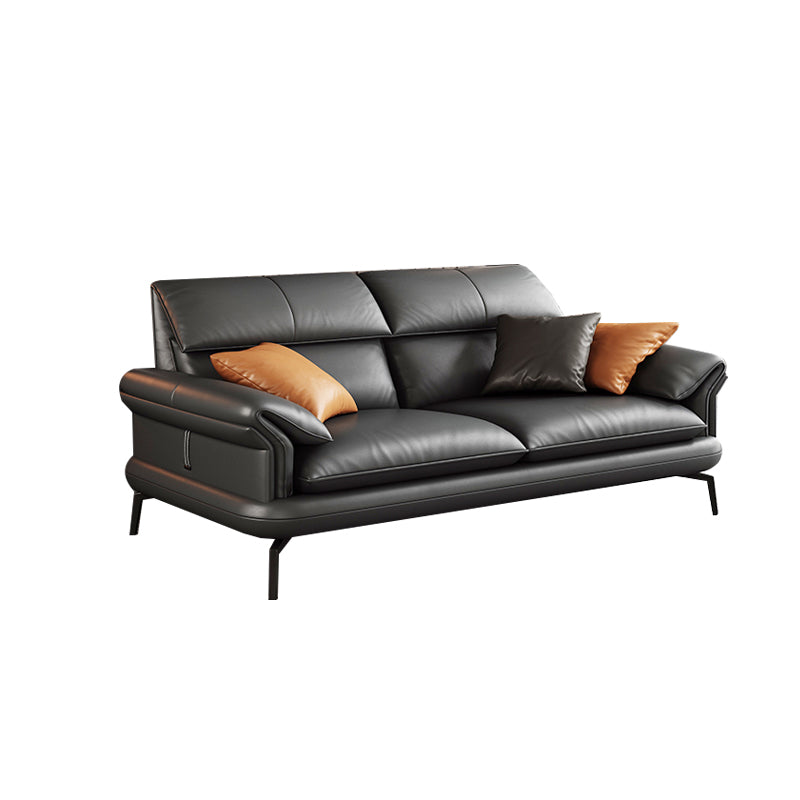 Skandinavisches Sofa echtes Leder dunkelgrauer Kissen Kissen Top Arm Sitzgelegenheiten