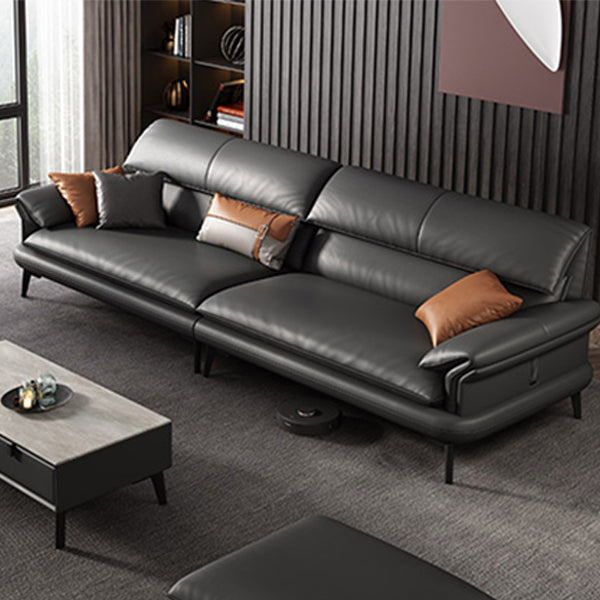 Skandinavisches Sofa echtes Leder dunkelgrauer Kissen Kissen Top Arm Sitzgelegenheiten