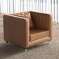 Glam Seating Genuine Leather Orange Cushions Square Arm Living Room Sofa