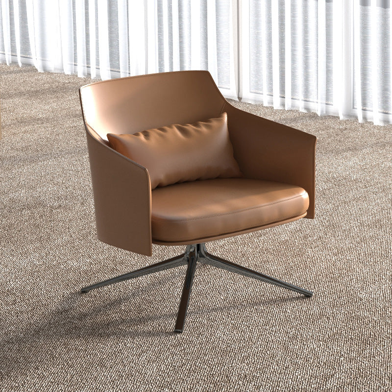 Glam Seating Genuine Leather Orange Cushions Square Arm Living Room Sofa