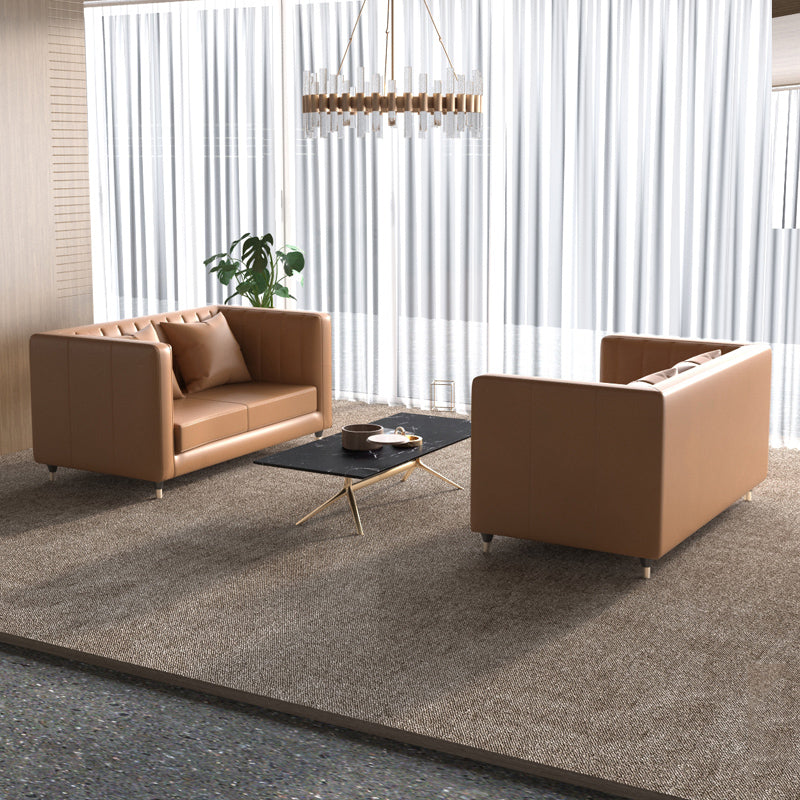 Glam Seating Genuine Leather Orange Cushions Square Arm Living Room Sofa