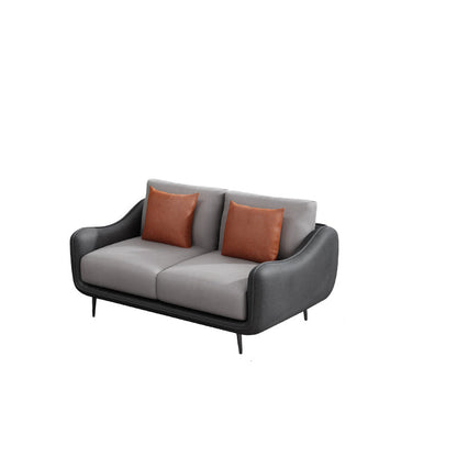 Scandinavian Sofa Faux Leather Gray Pillows Living Room Standard Seating