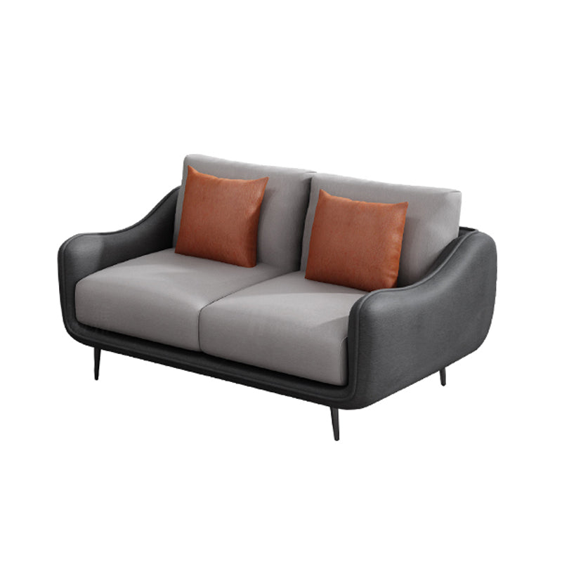 Scandinavian Sofa Faux Leather Gray Pillows Living Room Standard Seating