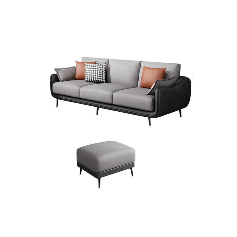 Scandinavian Sofa Faux Leather Gray Pillows Living Room Standard Seating