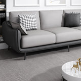 Scandinavian Sofa Faux Leather Gray Pillows Living Room Standard Seating