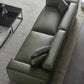 Glam Settee Genuine Leather Living Room Square Arm Cushions Green Standard Sofa