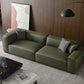 Glam Settee Genuine Leather Living Room Square Arm Cushions Green Standard Sofa