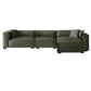 Glam Settee Genuine Leather Living Room Square Arm Cushions Green Standard Sofa