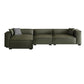 Glam Settee Genuine Leather Living Room Square Arm Cushions Green Standard Sofa