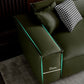 Glam Settee Genuine Leather Living Room Square Arm Cushions Green Standard Sofa