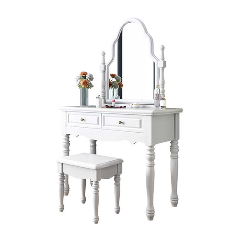 15" Wide Victorian Make-up Vanity Wooden Mirror Dressing Table Makeup Vanity & Mirror & Stools White Clearhalo 'Bedroom Furniture' 'furn' 'furn_makeup_vanities' 'Furniture' 'Makeup Vanities' 'makeup_vanities' 7591808