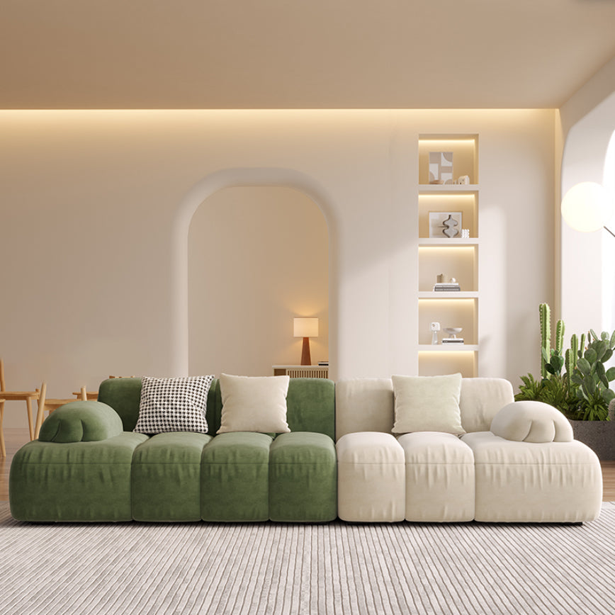 Sedute scandinaviane in finta pelle verde trapuntata braccio salotto