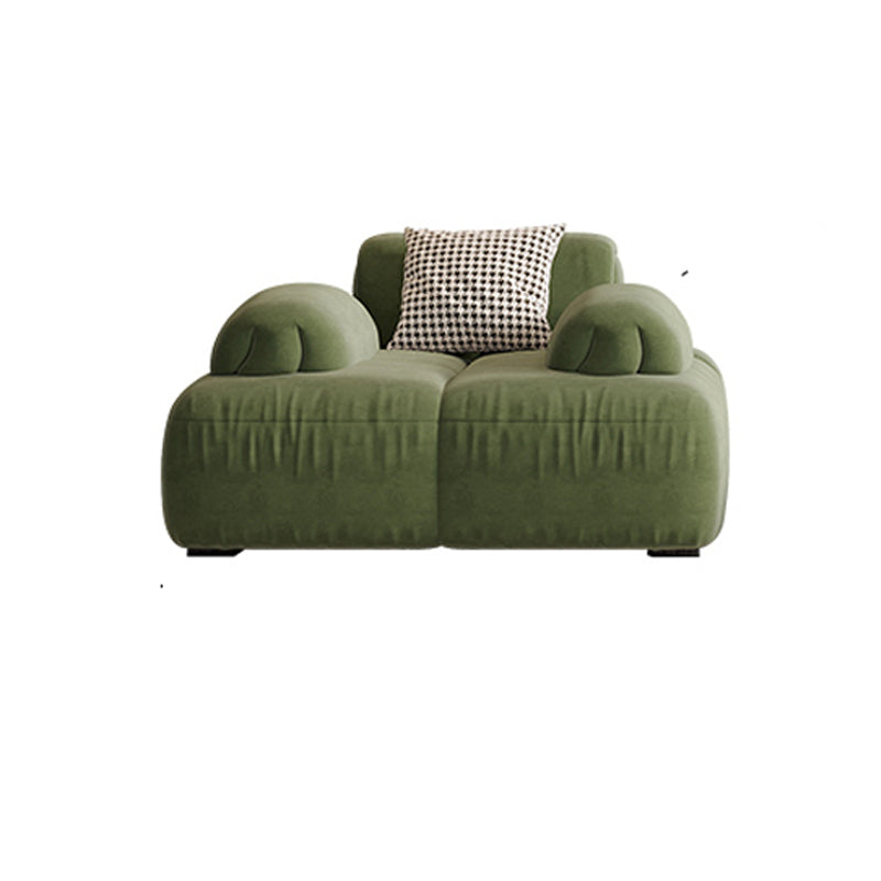 Sedute scandinaviane in finta pelle verde trapuntata braccio salotto