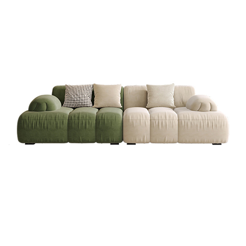 Sedute scandinaviane in finta pelle verde trapuntata braccio salotto