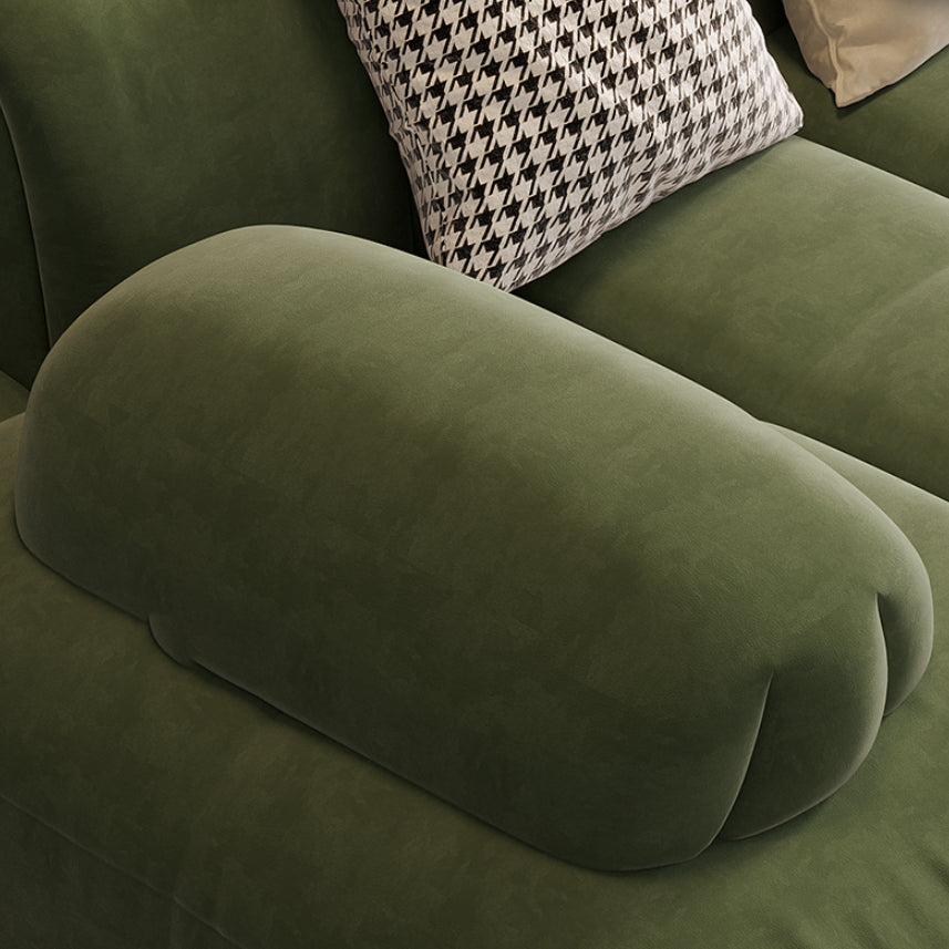 Sedute scandinaviane in finta pelle verde trapuntata braccio salotto